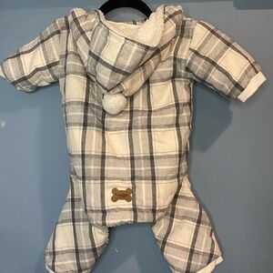 Koolaburra Gray and White Plaid Snowsuit for Dog size large